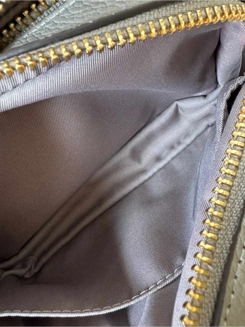 Tory Burch Gray Pebbled Leather Crossbody Camera Bag with Logo